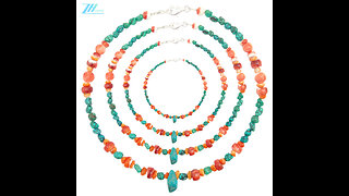 Natural Orange and Spiny Oyster Shell fashionable Necklace Unisex Vintage Style Jewelry03