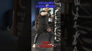 Heroes Training Center | Kickboxing & MMA "How To Double Up" Cross & Cross & Hook & Round 2 #Shorts