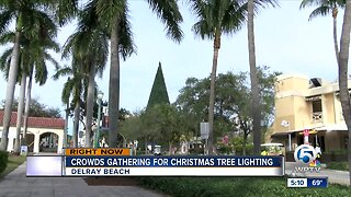Crowds gathering for Christmas tree lighting