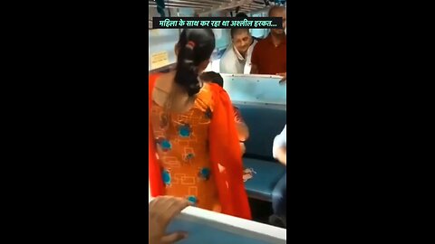 lady beating guy for harrasment in bus #trending
