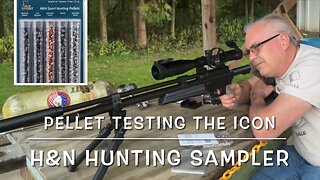 Pellet testing with the Crosman Icon, testing the H&N 22 hunting sampler pack 25 yards