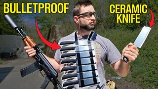 DIY Body Armor stops rifle rounds! | Ballistic plate made from Ceramic Knives