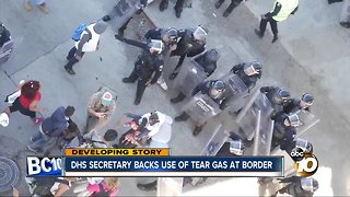 DHS secretary backs use of tear gas at border