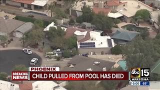 Child dies after being pulled from a Phoenix pool