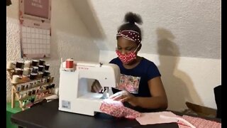 10-year-old girl makes cloth masks