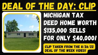 $135,000 Michigan Tax Deed Home sells for $40K! Tax Sale Review