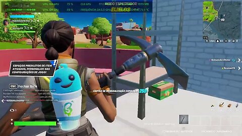 Fortnite no notebook Lenovo Ideapad 3 AMD Ryzen 5500U com Radeon RX Vega 7 e 8GB de RAM