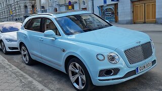 [8k] Baby Blue Bentley Bentayga W12 in Stockholm, Sweden