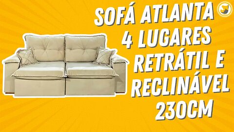 Sofá Atlanta 4 Lugares Retrátil e Reclinável 230cm Tecido Veludo União