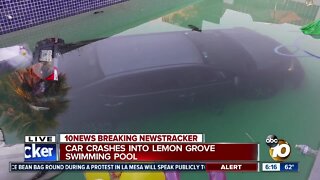 Car crashes into backyard pool in Lemon Grove