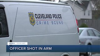 Cleveland police officer shot in arm early Sunday morning