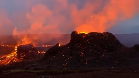 Lava spectacle grows as new fissures open up at Icelandic volcano