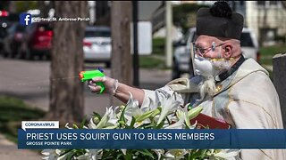 Metro Detroit priest goes viral for using squirt gun to shoot holy water