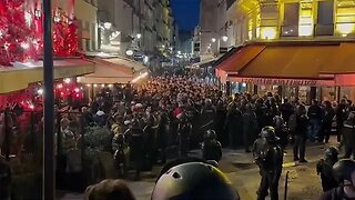 Tensions at anti-government protest in Paris, France.