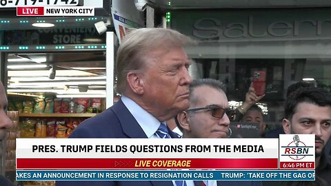 DONALD TRUMP speaks to the crowd in NYC