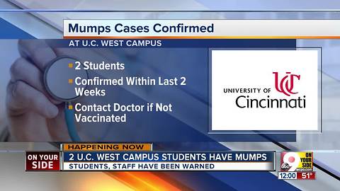 University of Cincinnati official: Two cases of mumps reported on campus