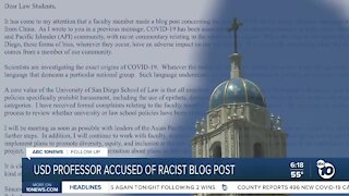 USD professor accused of racist blog post