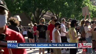 Protesters gather in the Old Market
