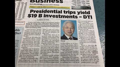 Presidential trips yield $19 B investments - DTI By KEISHA TA-ASAN