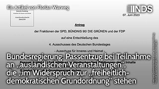 Passentzug bei Teilnahme an ausländ. Veranstaltungen, im Widerspruch zur freih.-demokr. Grundordnung