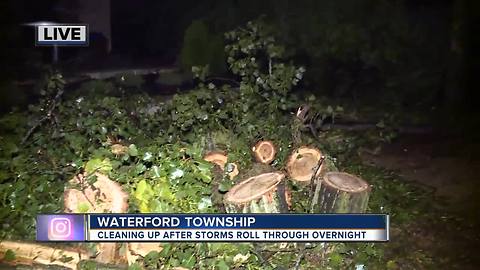 Cleaning up after storms roll through overnight in Waterford Township