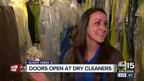 Owners of Valley dry cleaners arrive after doors close for several days