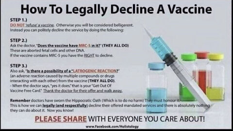 How to legally decline a vaccine and we are protected by Nuremberg Code