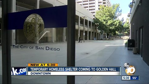 San Diego will temporarily house homeless next to city hall