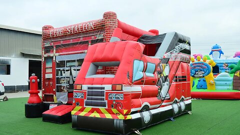 4 In 1 Game Fire Truck Jumper Slide #inflatables #inflatable #trampoline #bouncer #catle #jumping