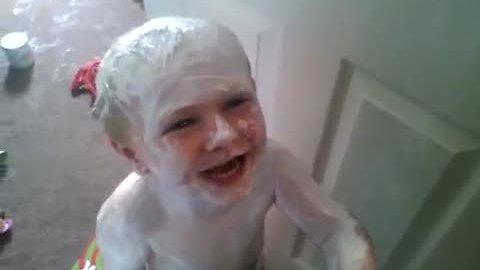 Kid makes gigantic mess using rash cream
