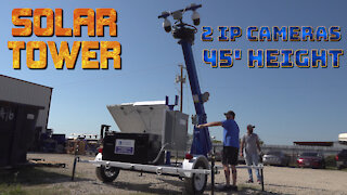 45' Portable Solar Security Tower - 7.5' Trailer - (2) IP Cameras - 2TB NVR - Router/4G Hotspot
