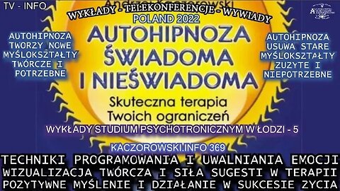 TECHNIKI PROGRAMOWANIA I UWALNIANIA EMOCJI, WIZUALIZACJA TWÓRCZA I SIŁA SUGESTII W IMAGOTERAPII /TV