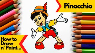 How to draw and paint Pinocchio Disney