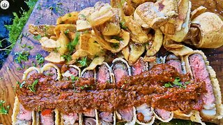 Never Seen Before❗Sirloin Steak entirely wrapped in Parmesan | Cooked in the Forest