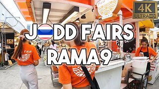 Jodd Fairs Food Market in Bangkok (4k Walking Tour Daytime)