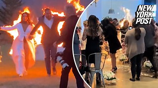 Bride's wedding dress catches fire mid-ceremony — 'It was terrifying'