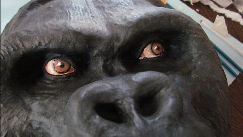 Gorilla Mask, Made with Plaster Cloth, Paper Mache and Air Dry Clay
