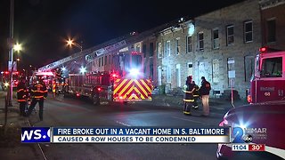 Two Alarm Fire Causes 4 row homes to be condemned