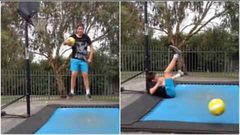 Basketboll och trampolin är inte en bra kombination!