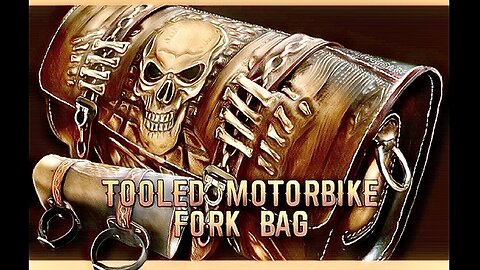 Tooled Leather Motorbike Fork Bag, Suzuki, skull bag