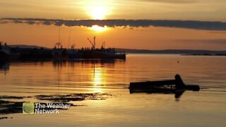 Golden sunset over the harbour at Peggy's Cove