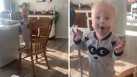 Twins find a way to steal and eat leftover birthday cake