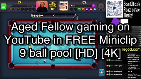 Aged Fellow gaming on YouTube in FREE Miniclip 9 ball pool [HD] [4K] 🎱🎱🎱 8 Ball Pool 🎱🎱🎱