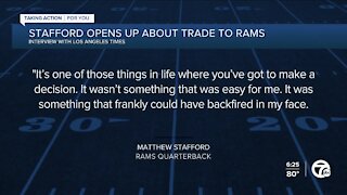 Matthew Stafford talks with Los Angeles Times about trade