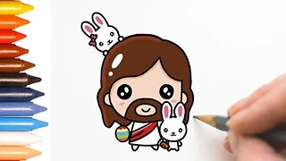 COMO DESENHAR JESUS CRISTO E COELHOS - PÁSCOA #páscoa #desenho #kawaii