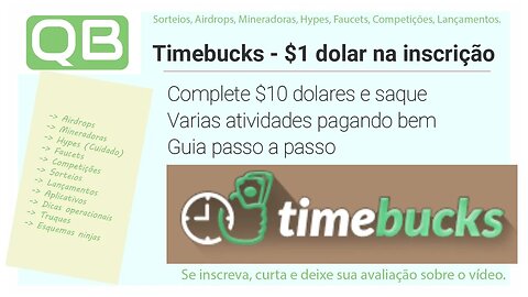 CanalQb - Pesquisa - TimeBucs - Ganhe $1 no cadastro