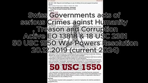 Law of War Pascal Najadi - Message to The Swiss And All Governments