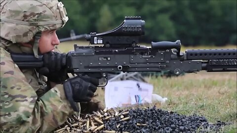 US Soldiers Firing M240 Machine-Guns