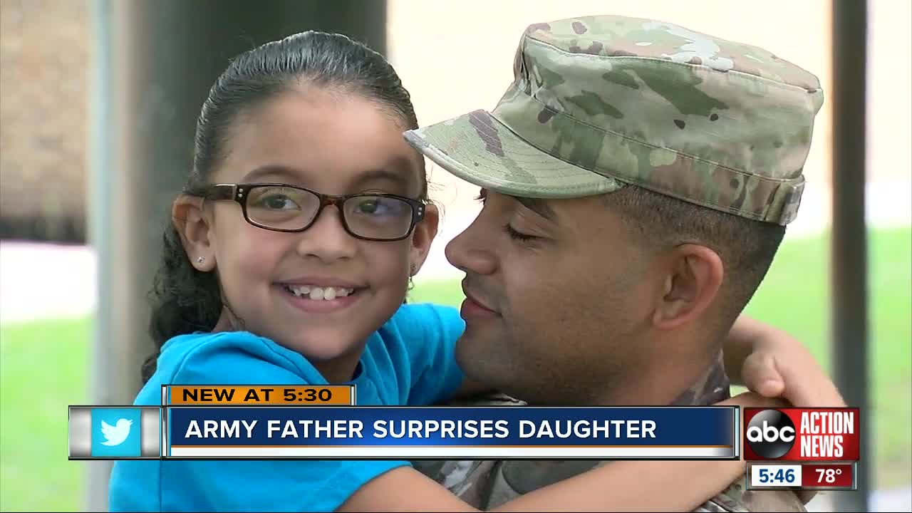 Military father surprises daughters