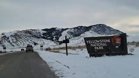 Driving in Yellowstone National Park and Gardiner Montana During Winter